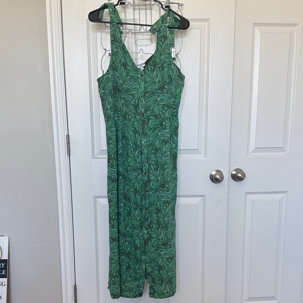 Green Leaf Print Dress